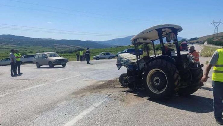 Manisa’da araba ile traktör çarpıştı: 4’ü çocuk 7 yaralı