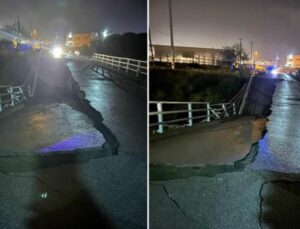 Sağanak yağış köprüyü yıktı!