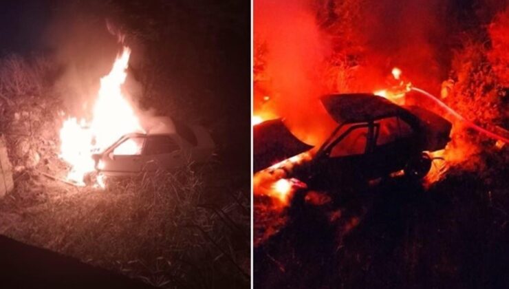 Köprüden düşen araba yanarak kül oldu: Şoför son anda kurtarıldı