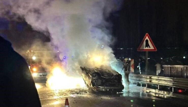 Başkentte feci kaza… Takla atan araba alevlere teslim oldu!